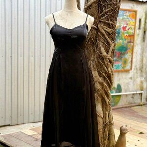 Black Satin Midi Dress Cocktail Little Black Dress